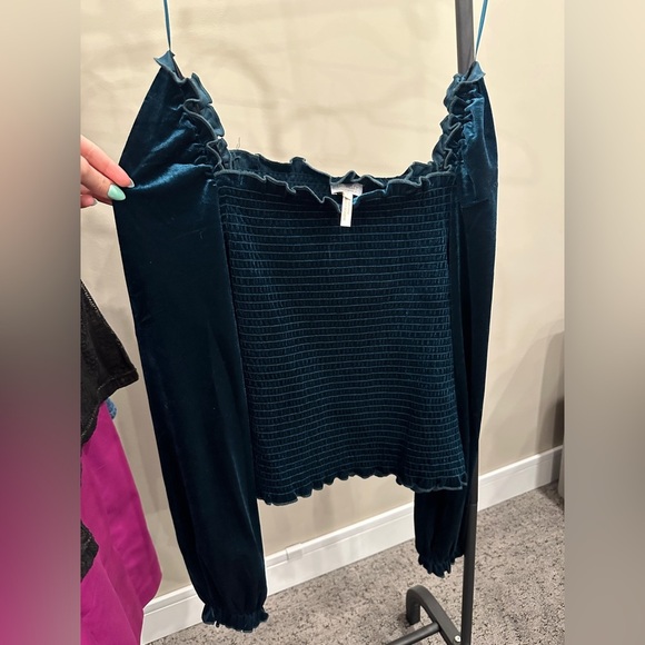 NWT Laundry by Shelli Seagal velvet baby doll smocked emerald green|size large - Picture 2 of 6